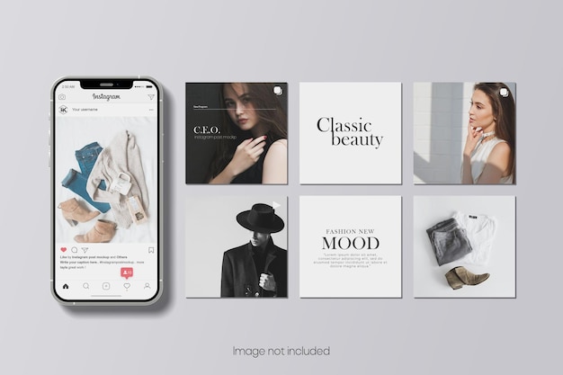 Post di instagram e mockup di smartphone