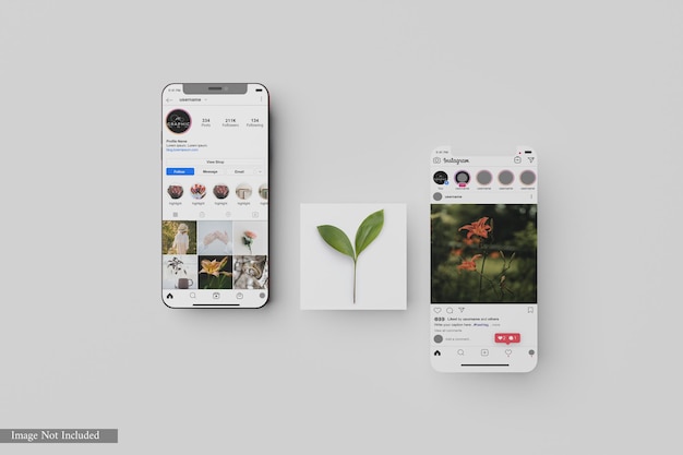 Post di instagram e mockup di smartphone