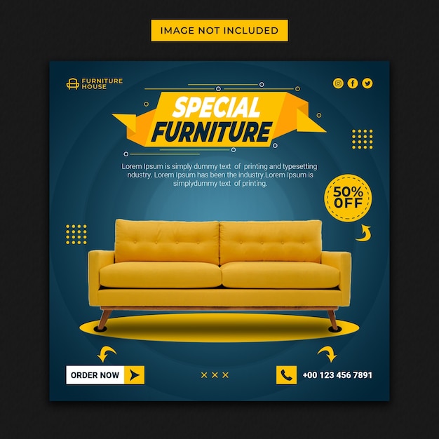 Post di instagram per modello di vendita di mobili speciali
