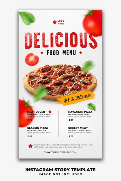 Instagram Post Stories Banner Szablon Dla Restauracji Fast Food Menu Pizza