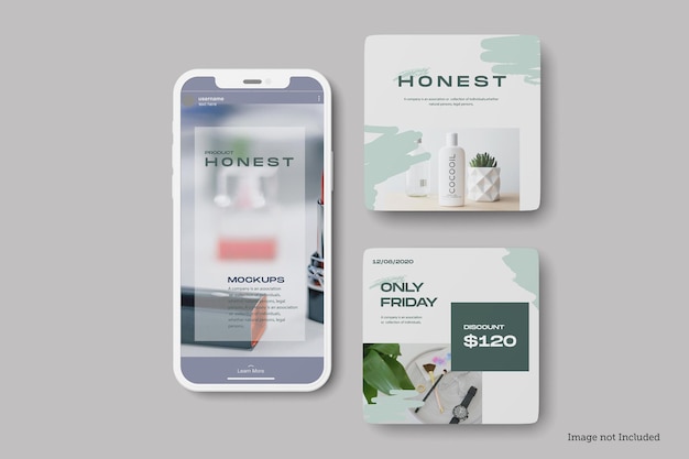 Instagram post and story mockups