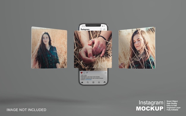 Instagram post template on mobile phone mockup