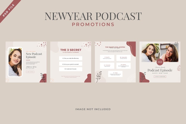 Instagram post template newyear podcast promotion