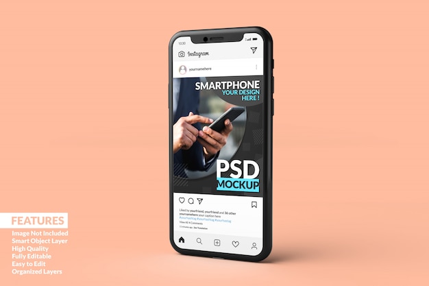 Instagram post template on smartphone mock ups premium