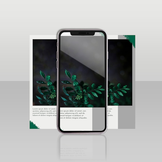 PSD instagram post template with smartphone and floral concept