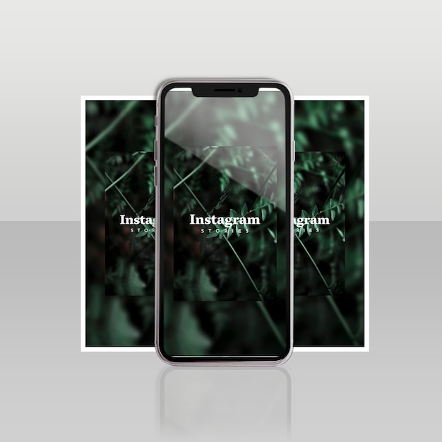 PSD instagram post template with smartphone and floral concept