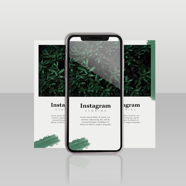 PSD instagram post template with smartphone and floral concept