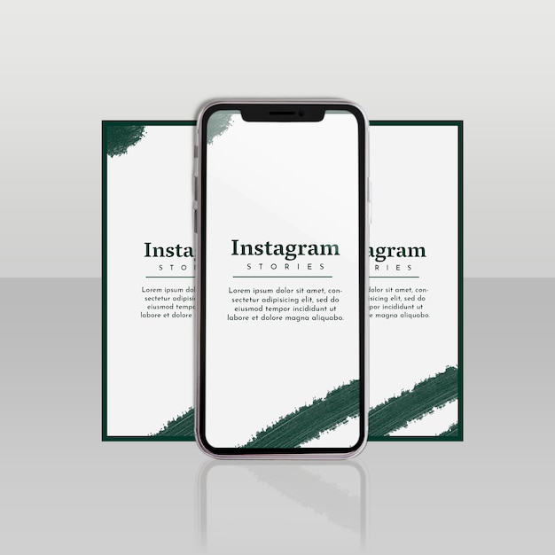 instagram post template with smartphone and floral concept