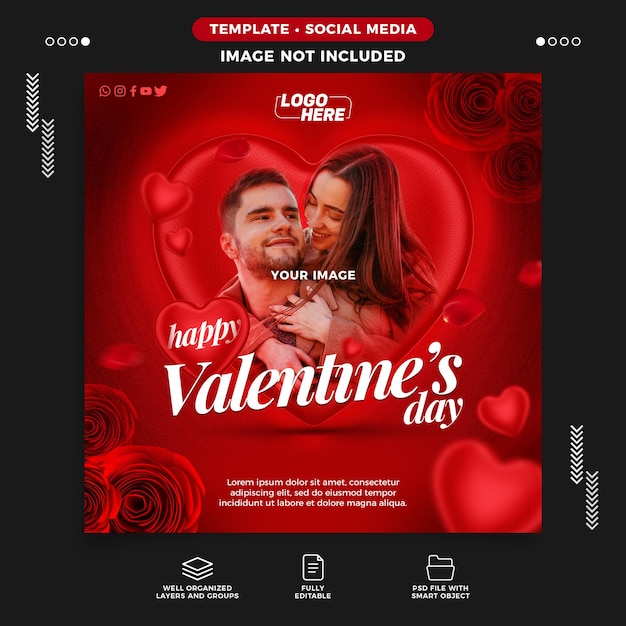 Post di instagram per il modello di celebrazione di san valentino