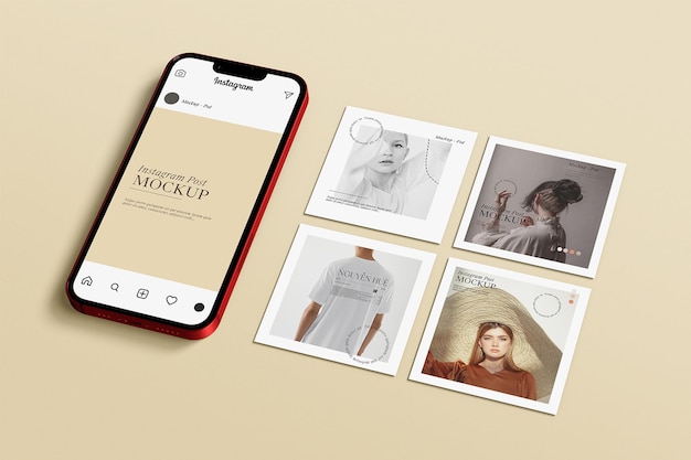 Post di instagram con mockup di telefono cellulare