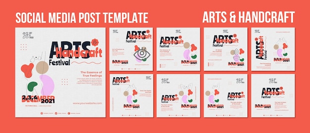 PSD instagram posts collection for arts and crafts festival