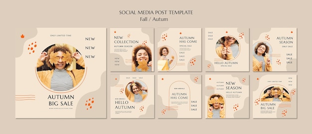 PSD instagram posts collection for autumn sale