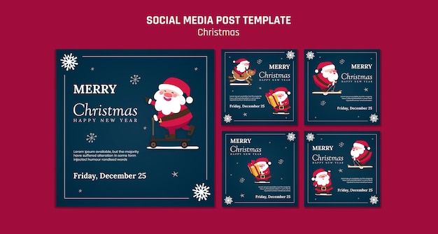 PSD instagram posts collection for christmas with santa claus