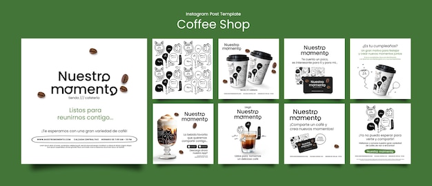 PSD instagram posts collection for coffee shop