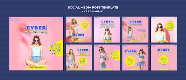 PSD raccolta di post di instagram per lo shopping del cyber lunedì