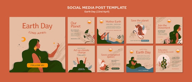 PSD instagram posts collection for earth day