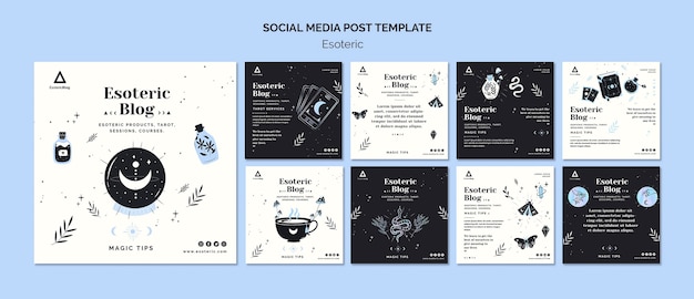 PSD instagram posts collection for esoteric blog