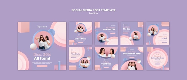 PSD instagram posts collection for fashion retail store