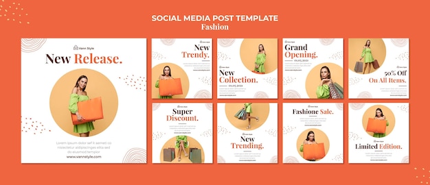 PSD instagram posts collection for fashion shopping store