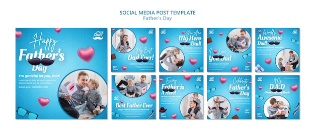 PSD instagram posts collection for father's day celebration