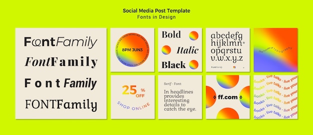 PSD raccolta di post di instagram per font e design