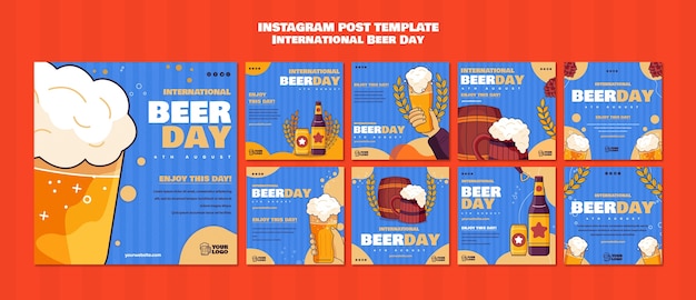 Коллекция постов в инстаграм для празднования международного дня пива