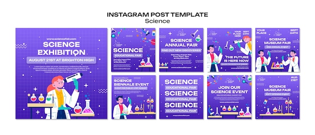 PSD instagram の科学と実験の投稿コレクション