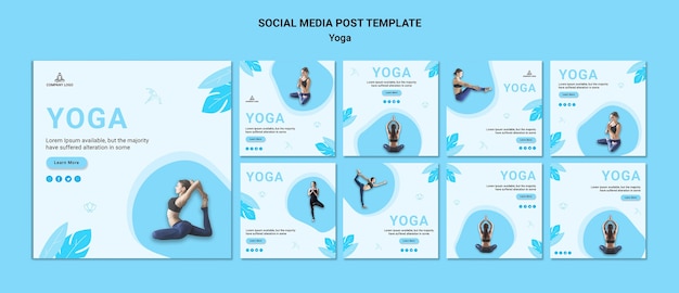 PSD ヨガの練習のためのinstagram投稿コレクション