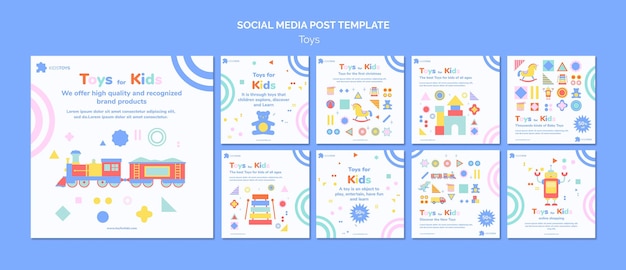 PSD raccolta di post di instagram per lo shopping online di giocattoli per bambini