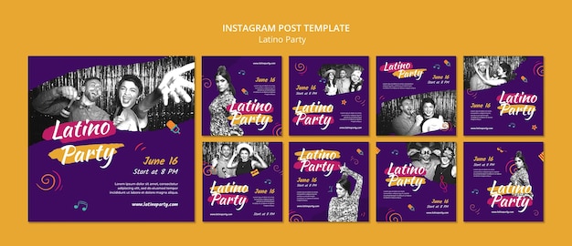 PSD raccolta di post su instagram per la festa latina