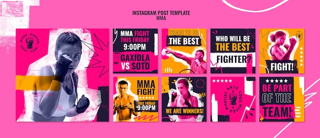 Raccolta di post su instagram per combattimenti di mma box