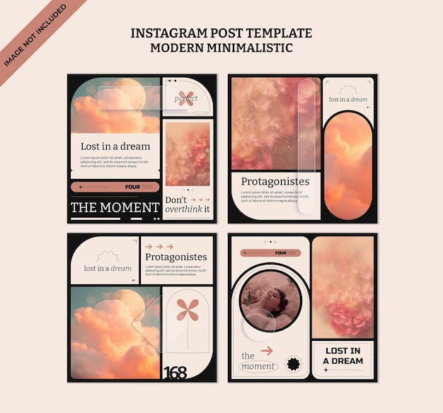 PSD instagram posts collection modern minimalistic