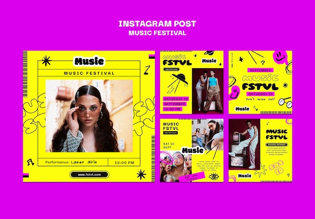 PSD instagram posts collection for music festival