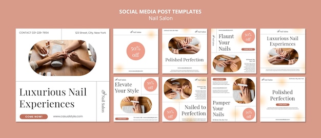 PSD instagram posts collection for nail salon business