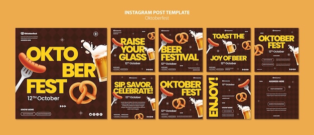 Instagram posts collection for oktoberfest beer festival celebration