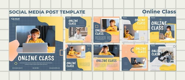 PSD instagram posts collection for online classes with children