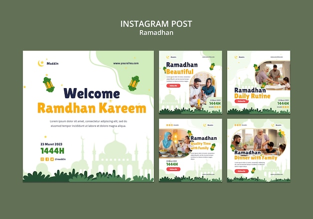 PSD raccolta di post di instagram per la celebrazione del ramadan