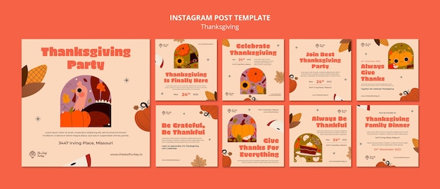 Raccolta di post di Instagram per la celebrazione del Ringraziamento