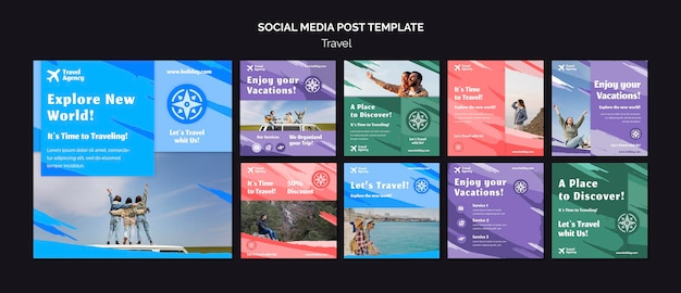 PSD instagram posts collection for travel agency