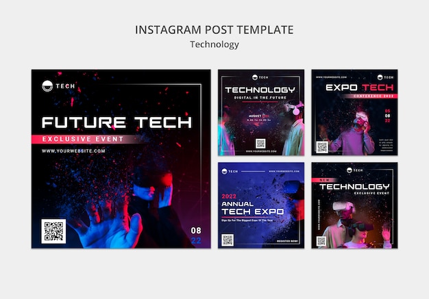 PSD raccolta di post di instagram per la tecnologia della realtà virtuale