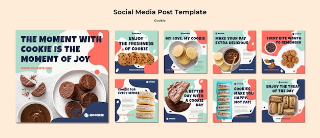 PSD raccolta di post di instagram con cookie