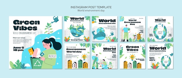 Raccolta di post su Instagram per la celebrazione della giornata mondiale dell'ambiente