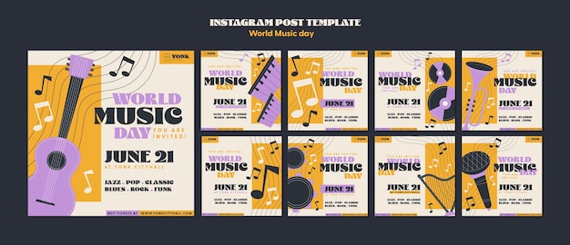 ワールドミュージックデーのお祝いのInstagram投稿コレクション