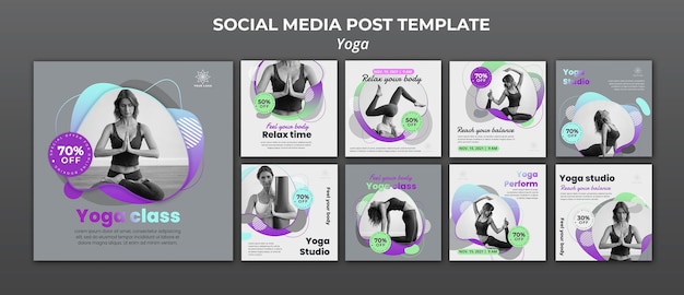 Instagram posts collection for yoga lessons