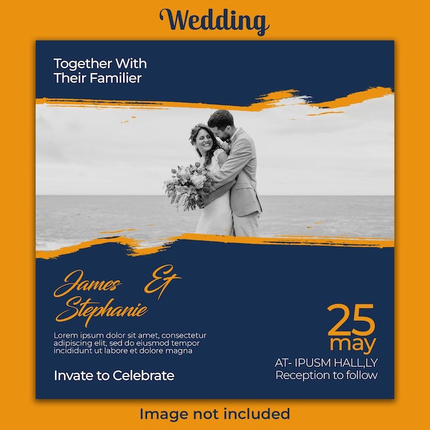 PSD post di instagram per matrimonio floreale con foglie e coppia
