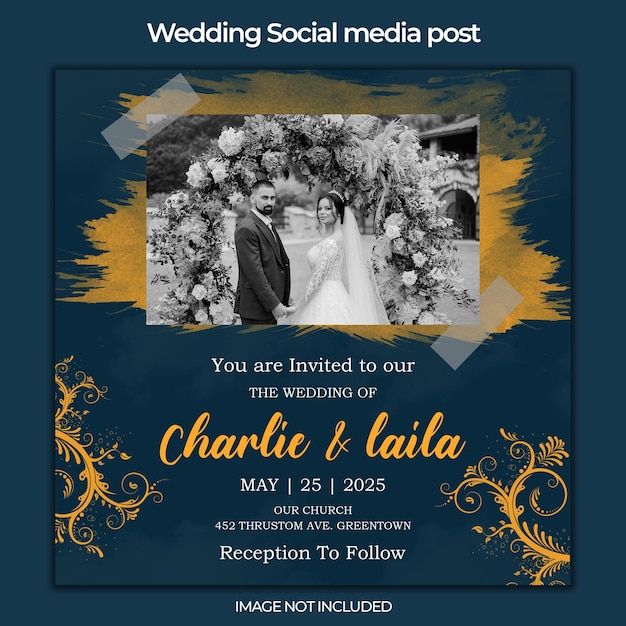 Instagram posts for floral wedding with leaves and couple