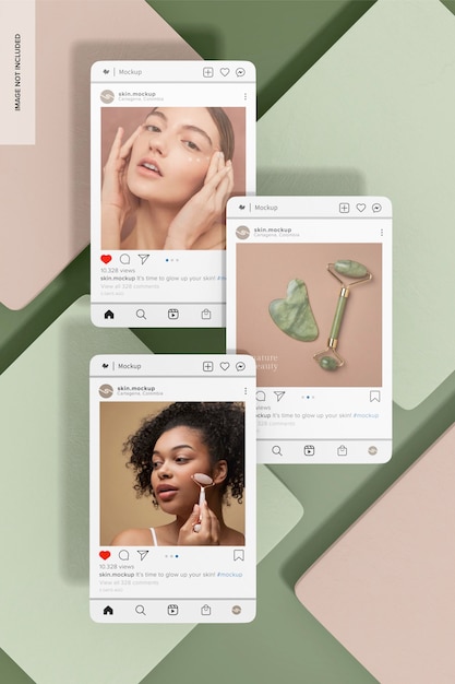 Instagram Posts Mockup Top View