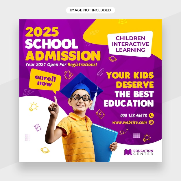 Instagram posts school admission banner or education banner or facebook cover template