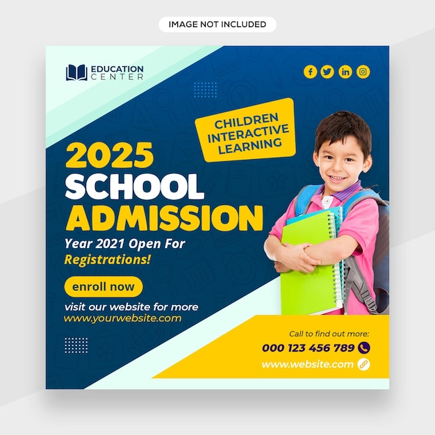 Instagram posts school admission banner or education banner or facebook cover template