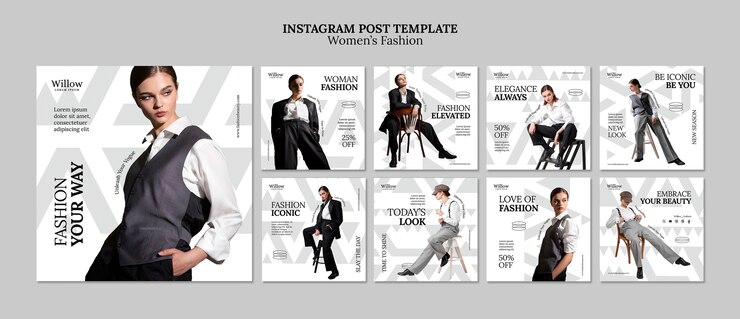 PSD instagram-posts voor damesmode